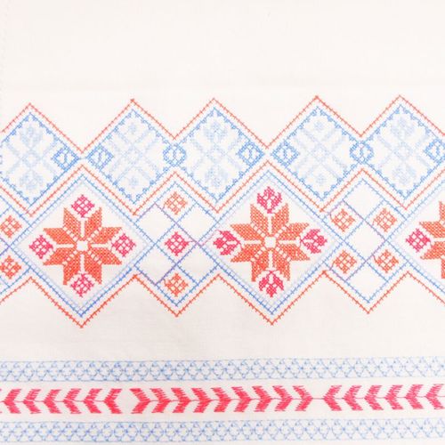 Linho Ec Bordado Ponto Cruz Flower Geo
